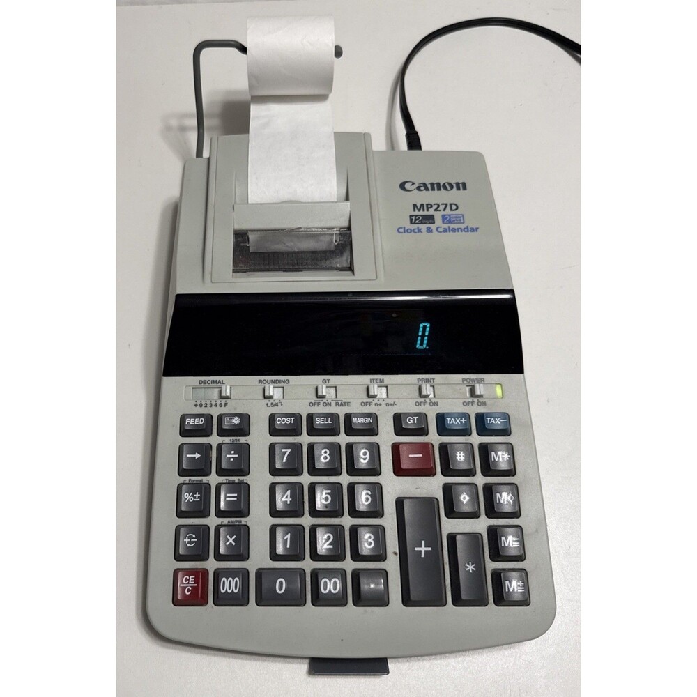 Vintage Canon MP27D 12 Digit Calculator Adding Machine Printing Tested Prop
